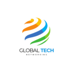 Blue and Orange Circle Global Networking Tech Logo